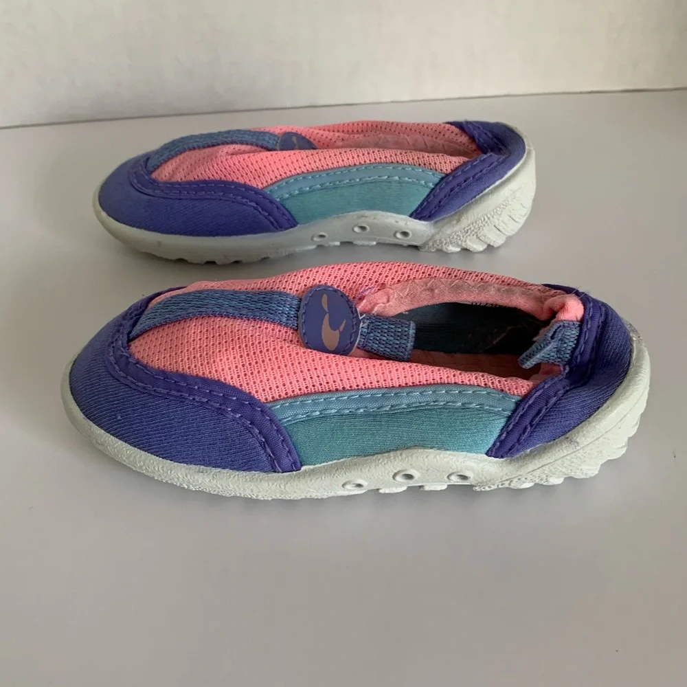 Prospirit Water Shoes Baby Girls Size 7 Blue Pink Pool Rubber Non-Slip Bottom